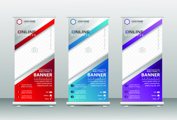 roll up banner template with a mix of gradient color styles


