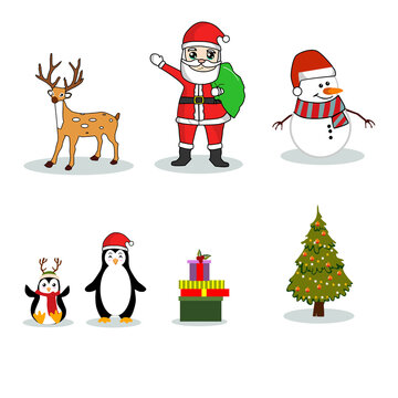 set of vector image for christmas day