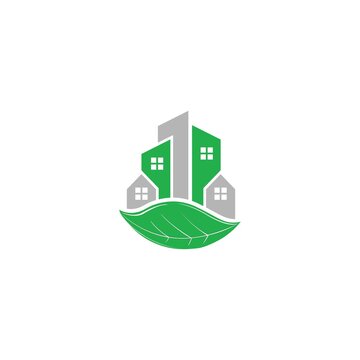 Green Symbol Icon Logo Building Leaf