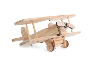 Wooden plane isolated on white. Child's toy