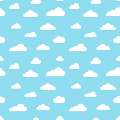 Flat Design Clouds Pattern. Endless Vector. Infinite Clouds Background