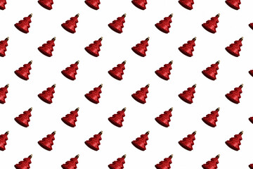 New Year's, Christmas pattern of red head toys on a white background.