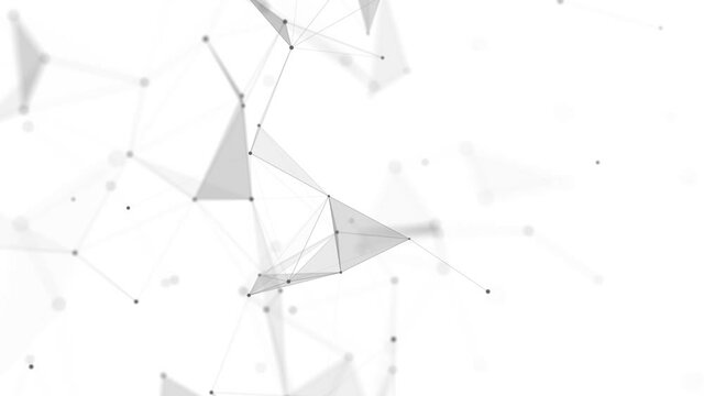 Abstract polygonal space with dots and lines motion. Data technology and scientific illustration. 3d. Seamless loop. 4K
