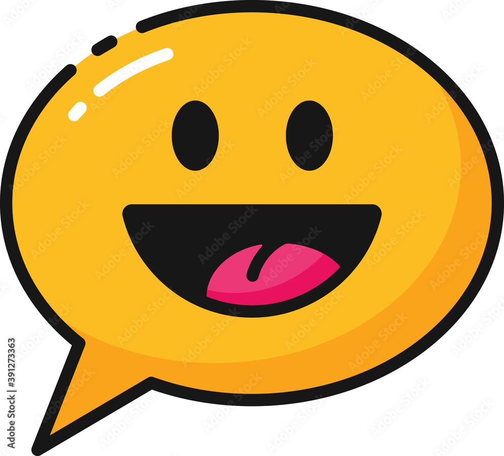 Canvas Prints comment with smiling emoji filled outline icon