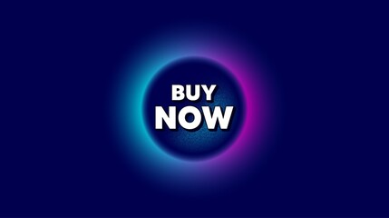 Buy Now. Abstract neon background with dotwork shape. Special offer price sign. Advertising Discounts symbol. Offer neon banner. Buy now badge. Space background with abstract planet. Vector
