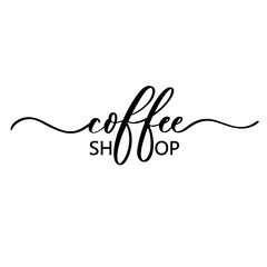 Coffee shop - hand lettering inscription for product packaging and labeling.