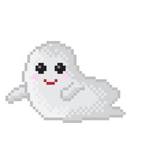 Obraz premium Ghost character pixel art. Vector illustration.