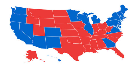 US election results map. American Presidential Election results.
