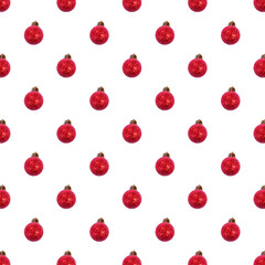 Seamless pattern with red baubles isolated on white. Christmas background