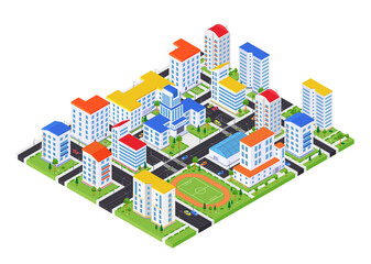 Urban landscape - modern vector colorful isometric illustration
