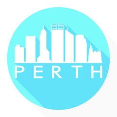 Perth Australia Flat Icon Skyline Silhouette Design City Vector Art Logo.