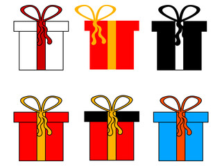 Different types of gift on white background.