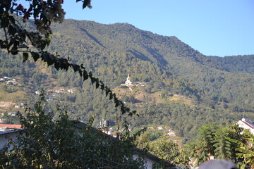 forest, hills, blue sky, green trees and beautiful landscape. Pictured in Kathmandu valley, Nepal.