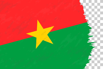 Horizontal Abstract Grunge Brushed Flag of Burkina Faso on Transparent Grid.