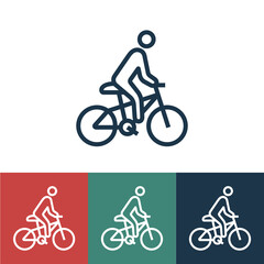 Linear vector icon with cyclist
