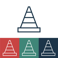 Linear vector icon with traffic cone