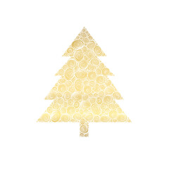 Tannenbaum Christbaum Weihnachtsbaum Spiral Muster Illustration Gold