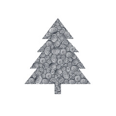 Tannenbaum Christbaum Weihnachtsbaum Spiral Muster Illustration Schwarz