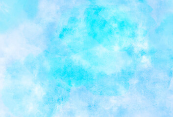 Fototapeta na wymiar Watercolor illustration art abstract blue color texture background clouds and sky pattern.