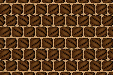 Coffee beans - brown vector pattern