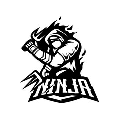Fototapeta na wymiar Ninja logo white and black version