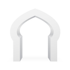 White arch for window or doorway design, realistic 3d arc element on template background