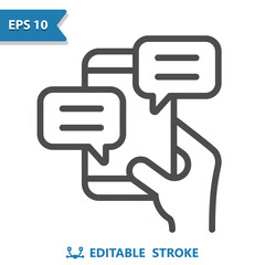 Hand Holding Mobile Phone With Chat Bubbles Icon