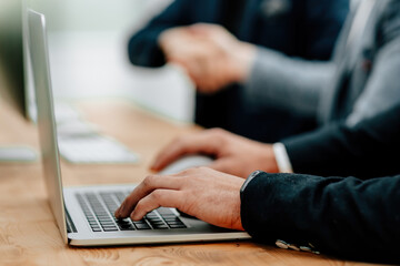 close up. image working group working on laptops