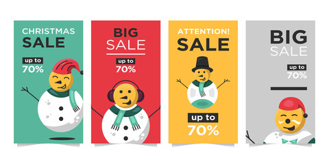 Social media banner template design, big sale ad in winter