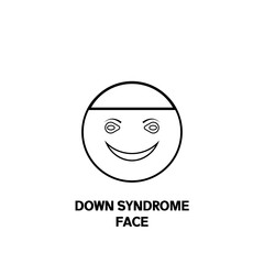 Down syndrome face.  Brain disease symbol. Logo design element