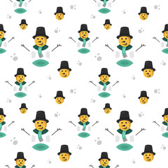 Seamless pattern design of cute snowman characters in winter