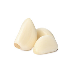 Fresh organic garlic cloves on white background