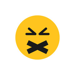 Obraz premium Duct tape mouth emoji icon. Clipart image isolated on white background.