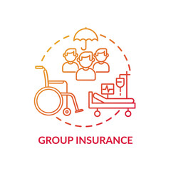Group insurance concept icon. Disability insurance variety. Proffesional medical helping for working personal idea thin line illustration. Vector isolated outline RGB color drawing
