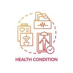 Health condition concept icon. Insurance cost factors. Different diseases treating values. High cost for medical helping idea thin line illustration. Vector isolated outline RGB color drawing