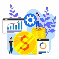 Illustration vector graphic cartoon character of business analysis