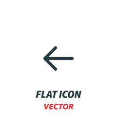 Arrow points to the left icon in a flat style. Vector illustration pictogram on white background. Isolated symbol suitable for mobile concept, web apps, infographics, interface and apps design