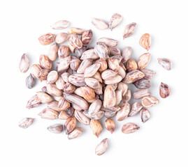 Peanuts isolated on white background. Top view