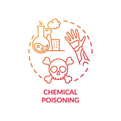 Chemical poisoning concept icon. Work related injuries. Dangerous toxic liquids on working environment. Different poisoning idea thin line illustration. Vector isolated outline RGB color drawing