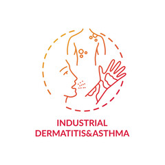 Industrial dermatitis and asthma concept icon. Occupational sickness types. Skin problems because of work environment idea thin line illustration. Vector isolated outline RGB color drawing