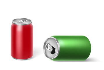 Aluminium can mockup for energy drink, cola, soda, beer, juice drinks