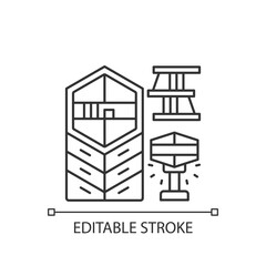 Modern furniture linear icon. Contemporary designer style. Living room. Home and office. Thin line customizable illustration. Contour symbol. Vector isolated outline drawing. Editable stroke