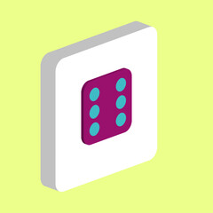 Dice 6 Simple vector icon. Illustration symbol design template for web mobile UI element. Perfect color isometric pictogram on 3d white square. Dice 6 icons for business project.