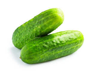 Two ripe cucumbers isolated on white background