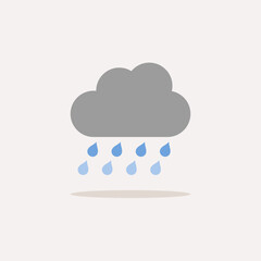 Heavy rain and cloud. Color icon with shadow. Weather vector illustration