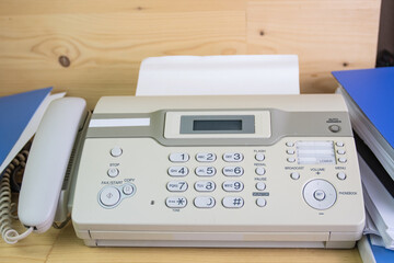 The fax machine for Sending documents in the office