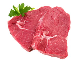 Rohe Rinderhüfte - Steaks  isoliert auf weißem Hintergrund