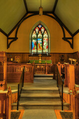 Fototapeta na wymiar Inside St Georges Anglican church Gores Landing Ontario