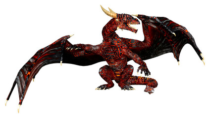 3D Rendering Fairy Tale Dragon on White