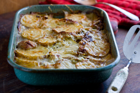 Close Up Of Potatoes And Leek Gratin